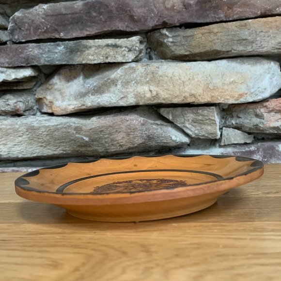 Wood Pyrography Plate Floral Burning Mexico Decorative Wall Art Hand Crafted - Picture 4 of 7